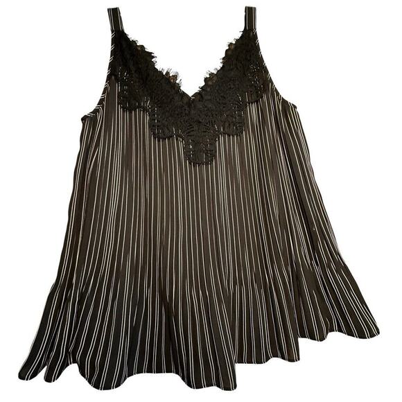 Chico's Convertible Striped Tank Black Lace Pleated Peplum Women’s Sz 0 (4-6 US) - Picture 4 of 16